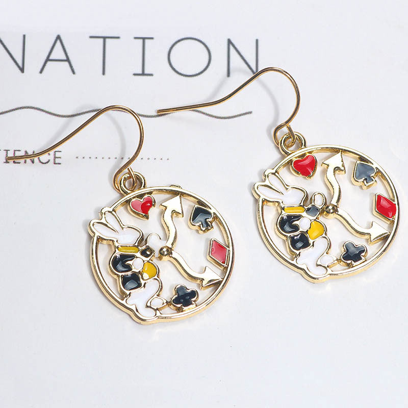 1 Pair Cartoon Style Rabbit Alloy Enamel Women's Drop Earrings