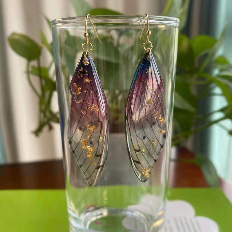 1 Pair Simple Style Wings Copper Epoxy Women'S Drop Earrings