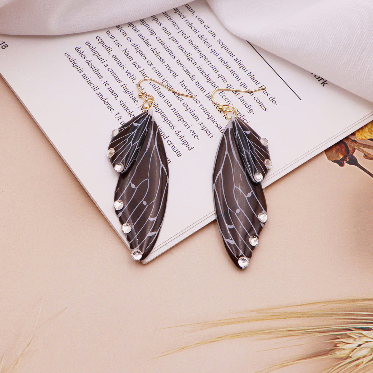 1 Pair Simple Style Wings Copper Epoxy Women'S Drop Earrings