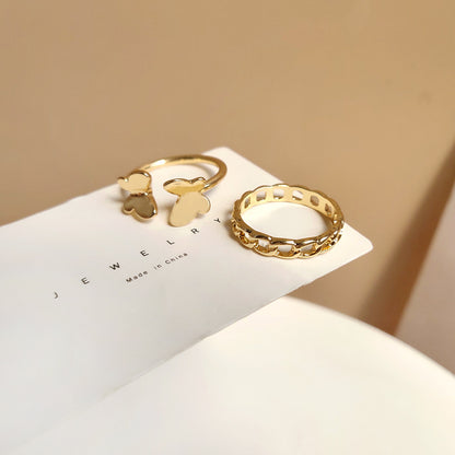 1 Pair Fashion Butterfly Alloy Women's Rings
