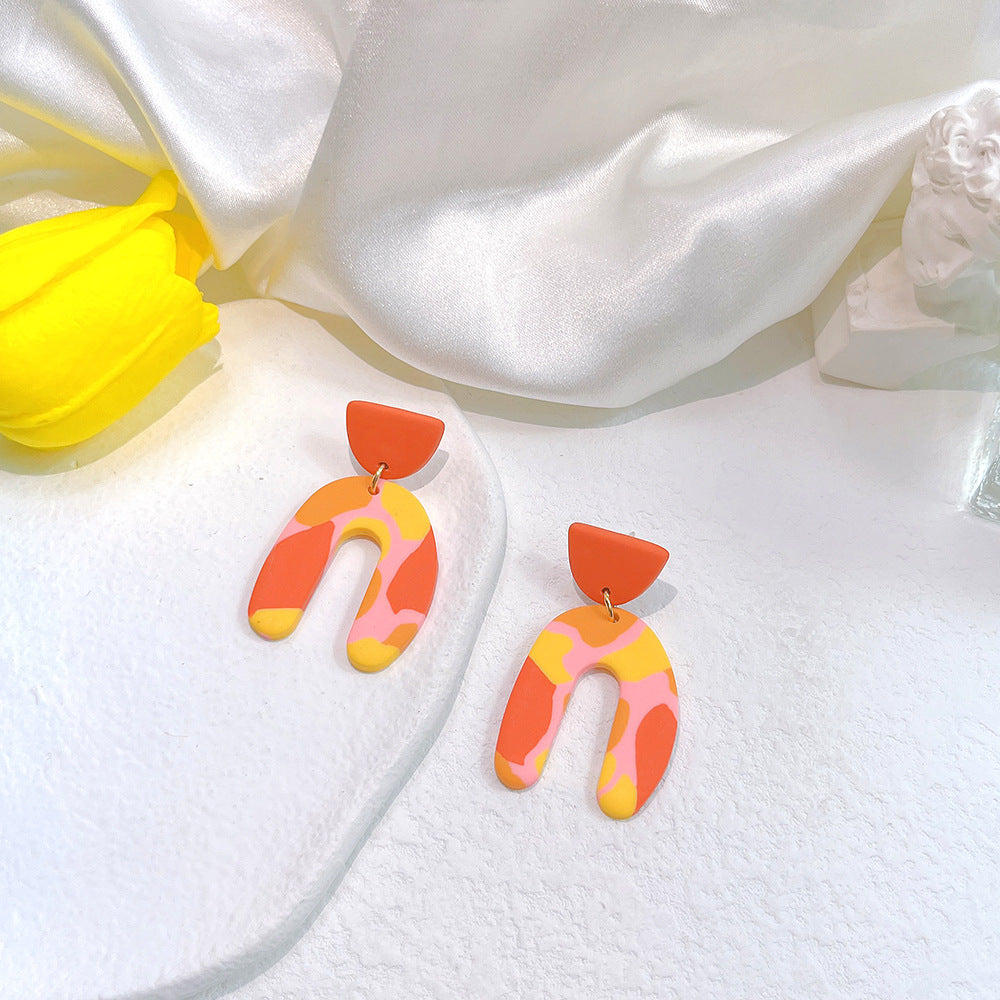 1 Pair Fashion U Shape Semicircle Soft Clay Women's Drop Earrings