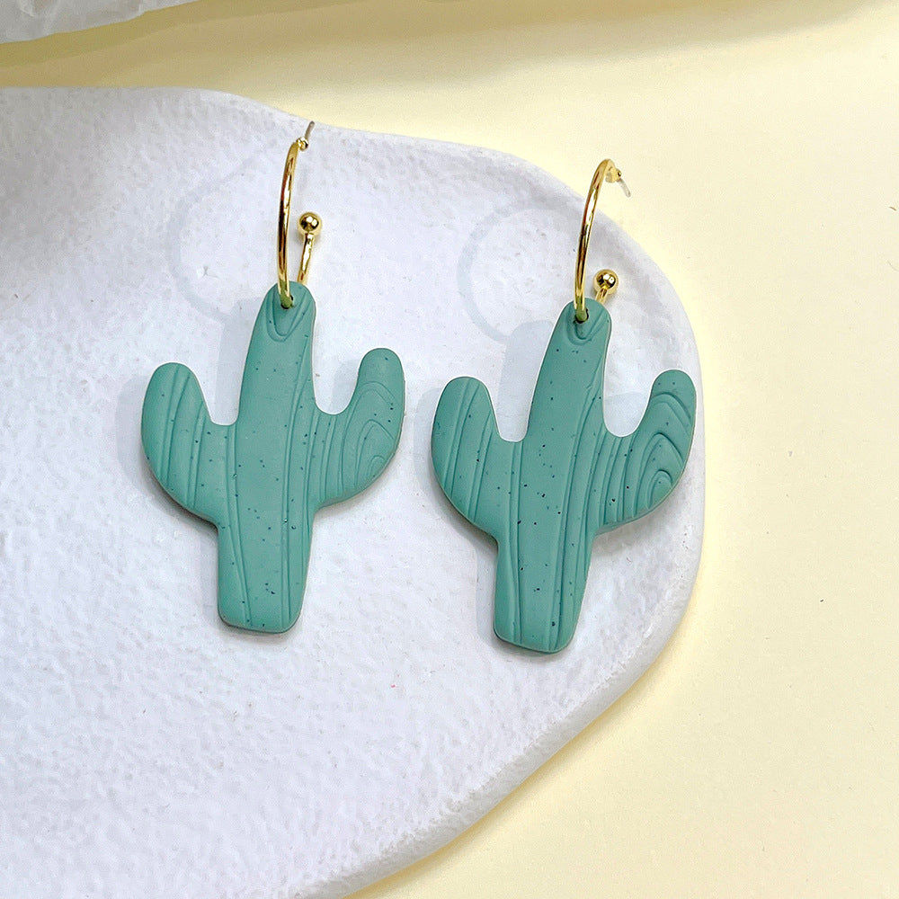 1 Pair Fashion Cactus Soft Clay Women's Drop Earrings