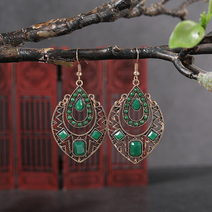 1 Pair Ethnic Style Sun Alloy Plating Inlay Beads Women's Drop Earrings