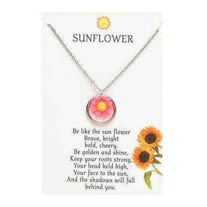 Fashion Sunflower Stainless Steel Polishing Pendant Necklace 1 Piece