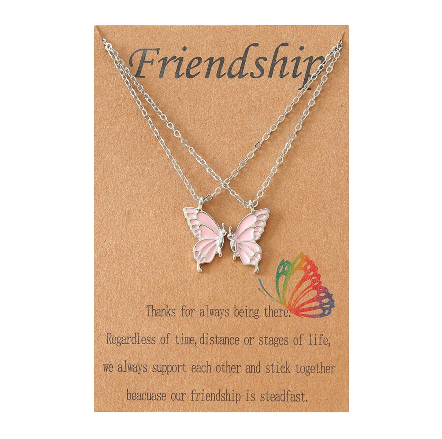 2 Pieces Simple Style Butterfly Alloy Enamel Women's Pendant Necklace