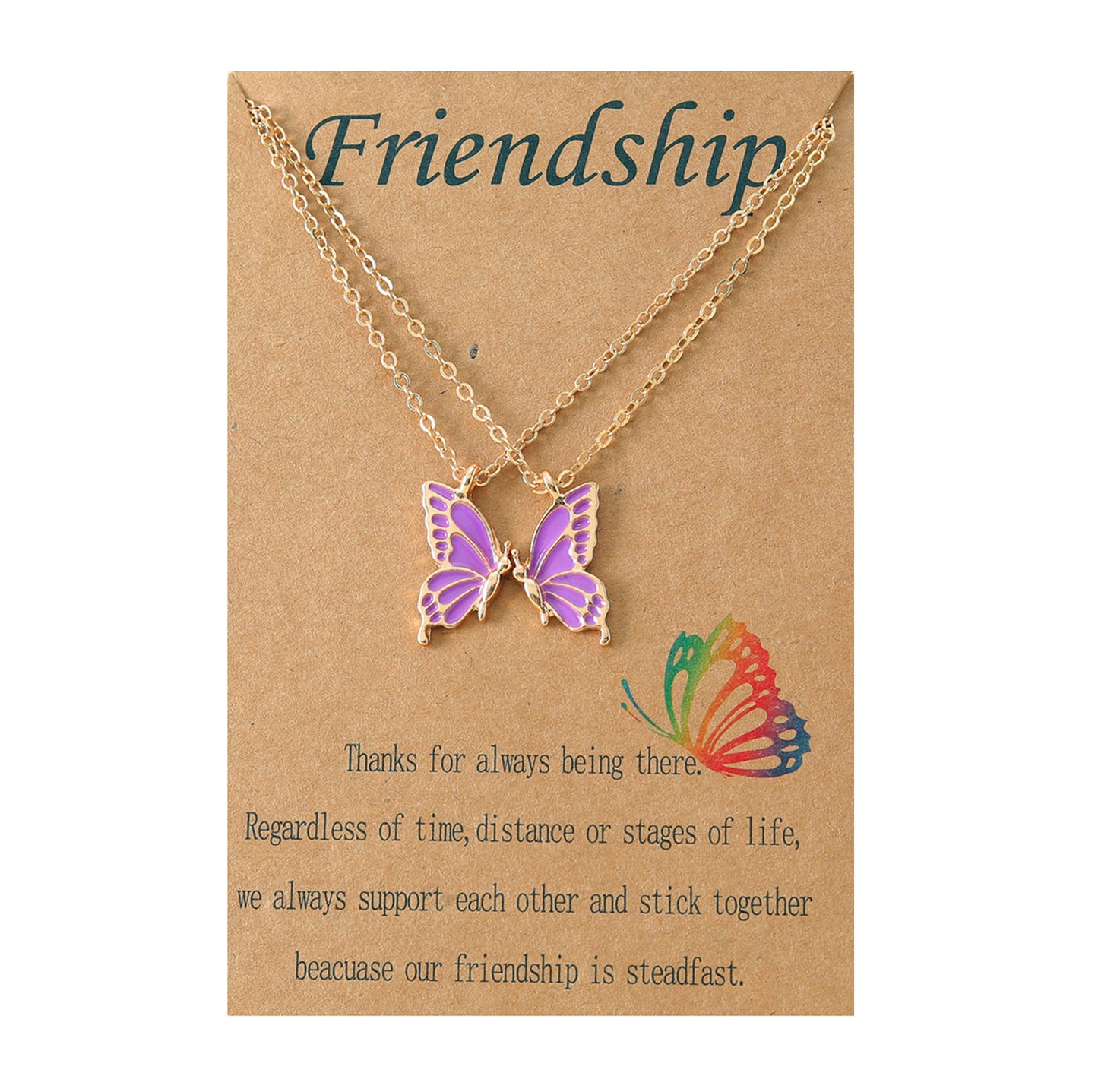 2 Pieces Simple Style Butterfly Alloy Enamel Women's Pendant Necklace