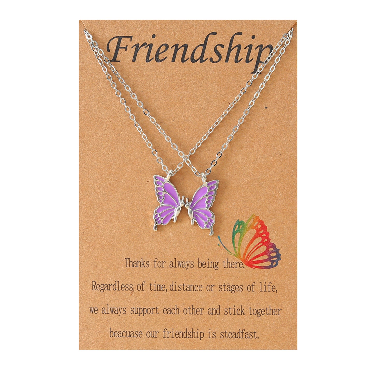 2 Pieces Simple Style Butterfly Alloy Enamel Women's Pendant Necklace