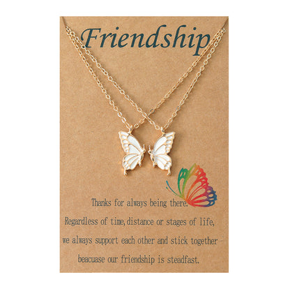 2 Pieces Simple Style Butterfly Alloy Enamel Women's Pendant Necklace