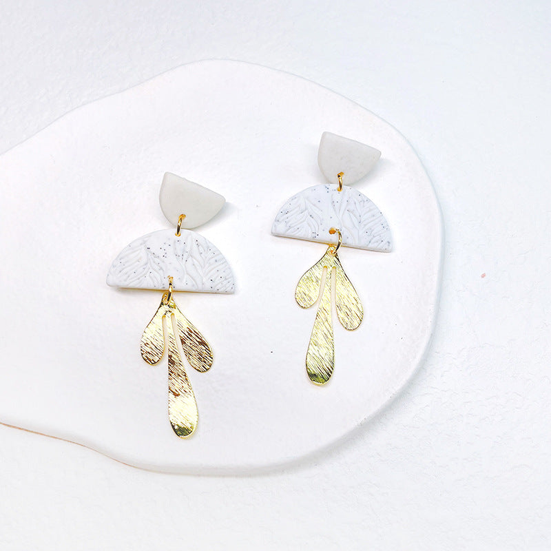 1 Pair Fashion Geometric Soft Clay Metal Patchwork Women's Drop Earrings