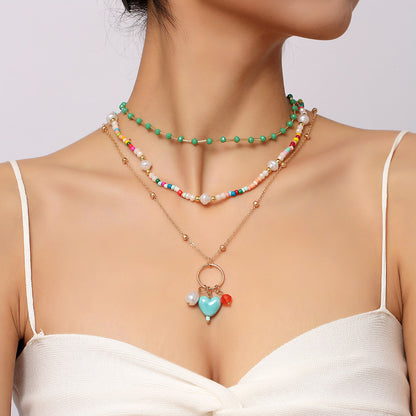 1 Set Fashion Heart Shape Resin Handmade Women's Necklace
