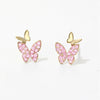 Fashion Butterfly Copper Inlay Rhinestones Ear Studs 1 Pair