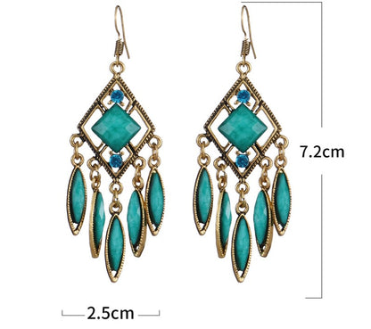 1 Pair Ethnic Style Rhombus Metal Plating Inlay Artificial Diamond Women's Drop Earrings