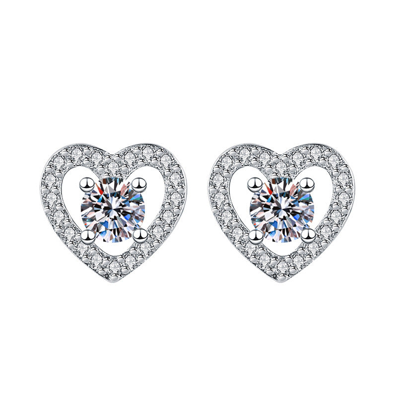 1 Pair Sweet Simple Style Round Heart Shape Bow Knot Plating Inlay Copper Zircon Silver Plated Drop Earrings