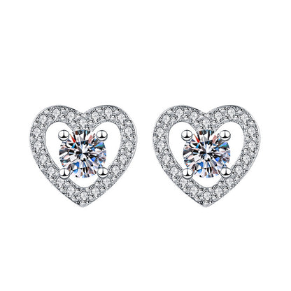 1 Pair Sweet Simple Style Round Heart Shape Bow Knot Plating Inlay Copper Zircon Silver Plated Drop Earrings