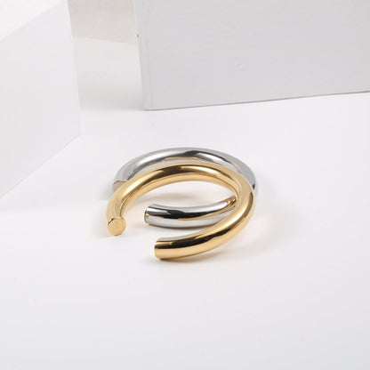 Simple Style C Shape Titanium Steel Plating Bangle