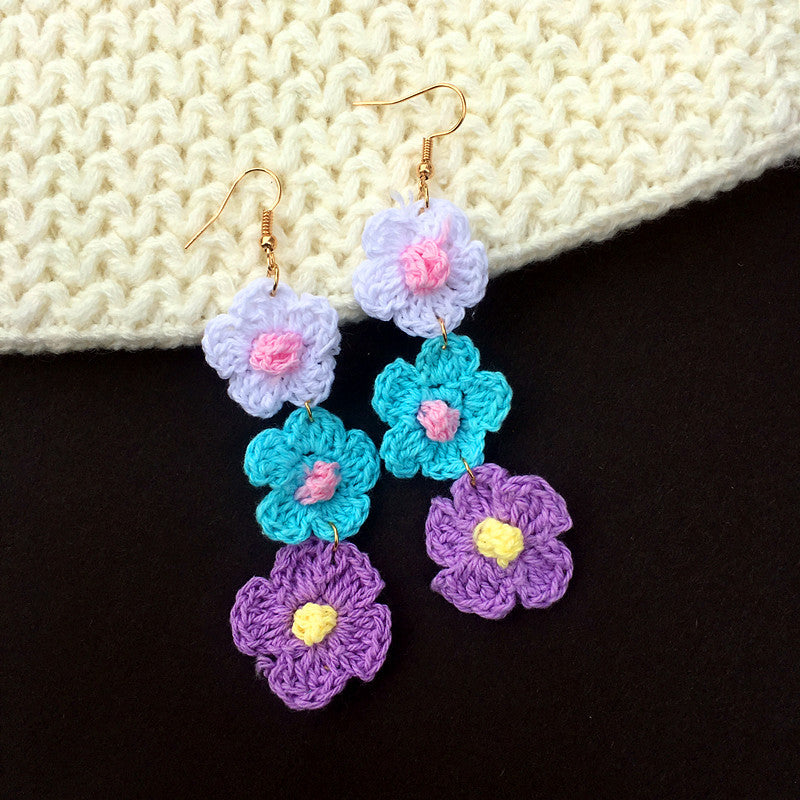 1 Pair Simple Style Flower Yarn Handmade Handmade Women's Drop Earrings