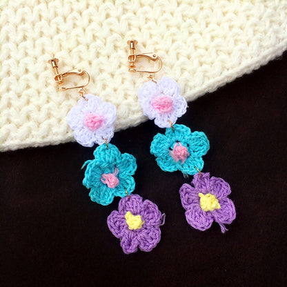 1 Pair Simple Style Flower Yarn Handmade Handmade Women's Drop Earrings