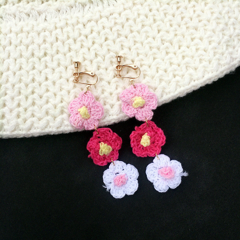 1 Pair Simple Style Flower Yarn Handmade Handmade Women's Drop Earrings