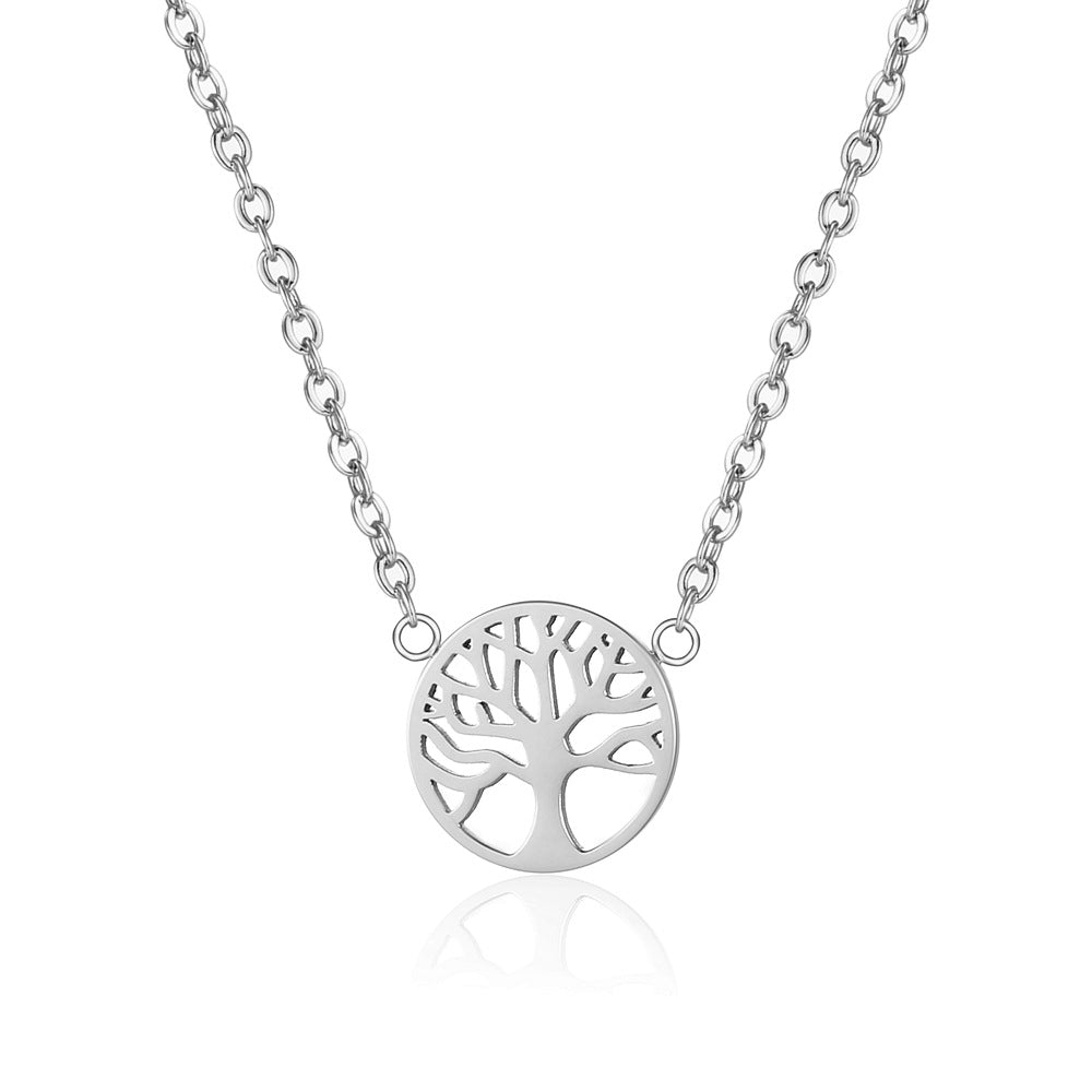 Simple Style Tree Titanium Steel Inlaid Gold Pendant Necklace 1 Piece