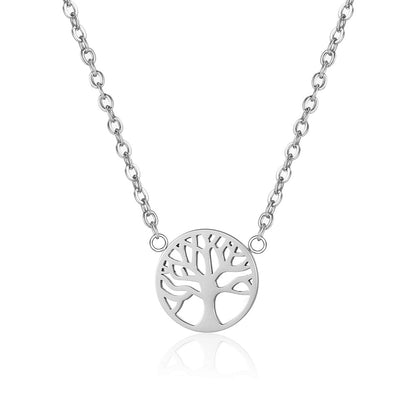 Simple Style Tree Titanium Steel Inlaid Gold Pendant Necklace 1 Piece