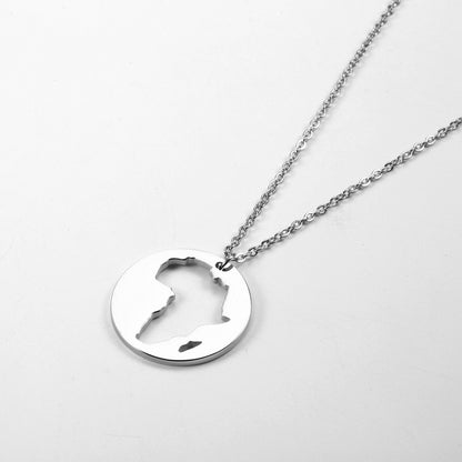 Fashion Map Titanium Steel Plating Pendant Necklace 1 Piece