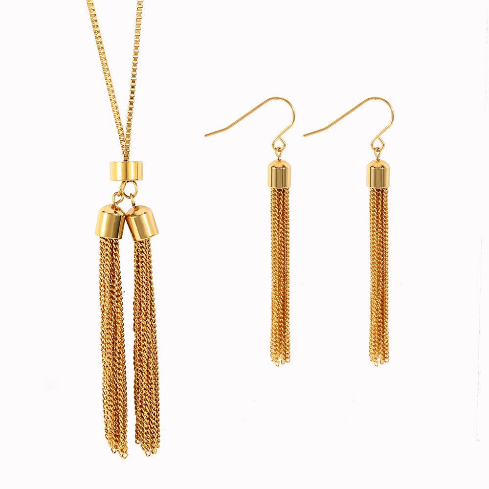 Simple Style Tassel Titanium Steel Plating Jewelry Set 2 Pieces