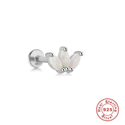 1 Piece Fashion Flower Sterling Silver Plating Inlay Gem Ear Studs