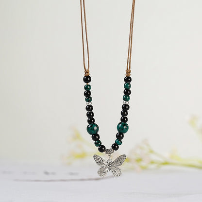 1 Piece Ethnic Style Tassel Butterfly Alloy Mixed Materials Knitting Women's Necklace