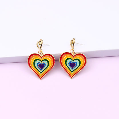 1 Pair Retro Heart Shape Alloy Enamel Women's Drop Earrings