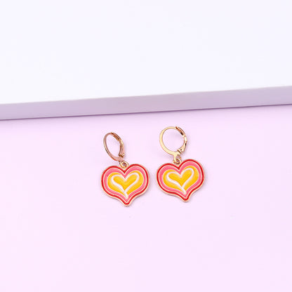 1 Pair Retro Heart Shape Alloy Enamel Women's Drop Earrings