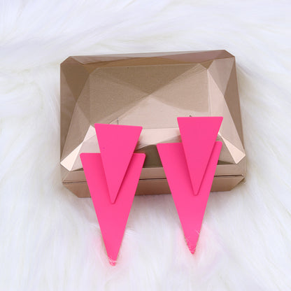 1 Pair Simple Style Triangle Metal Stoving Varnish Women's Drop Earrings