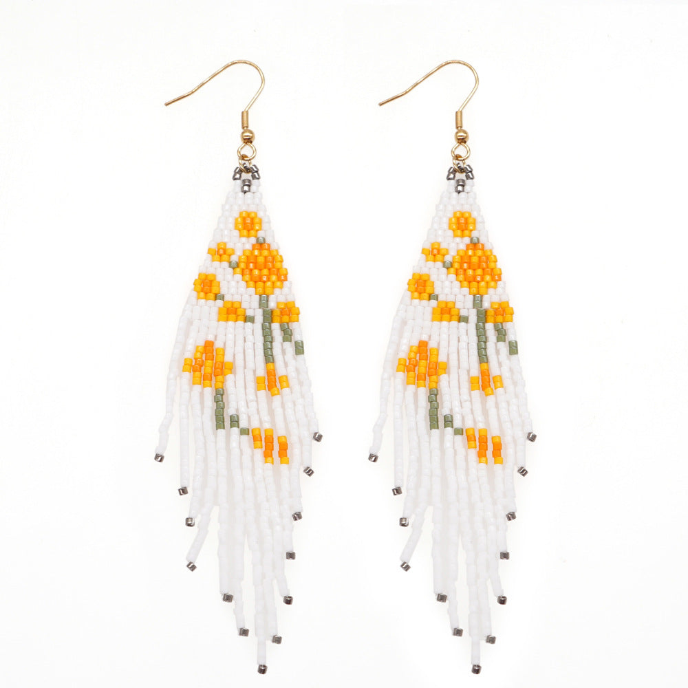 Bohemian Retro Ethnic Miyuki Rice Bead Triangle Earrings