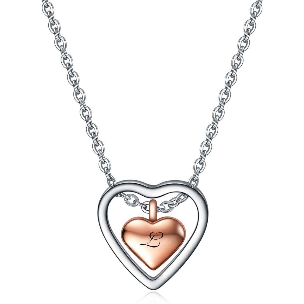 Fashion Heart Shape Titanium Steel Plating Pendant Necklace 1 Piece