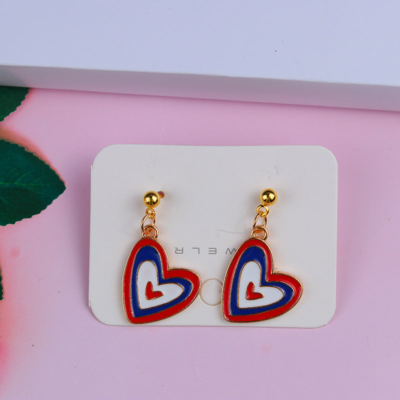 1 Pair Sweet Color Block Heart Shape Alloy Women's Earrings