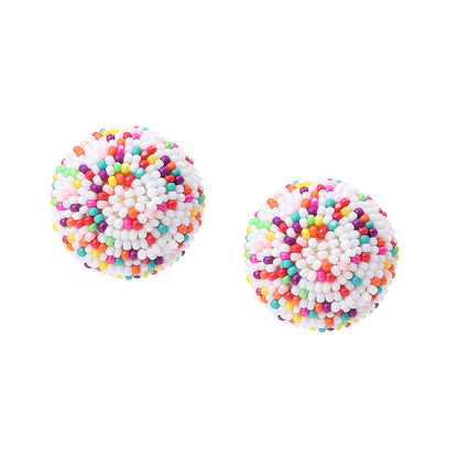 1 Pair Bohemian Ball Seed Bead Women's Ear Studs