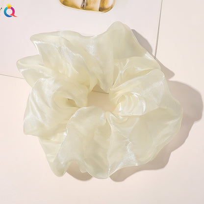 Simple Style Solid Color Organza Pleated Hair Tie 1 Piece