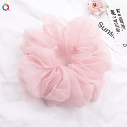 Simple Style Solid Color Organza Pleated Hair Tie 1 Piece