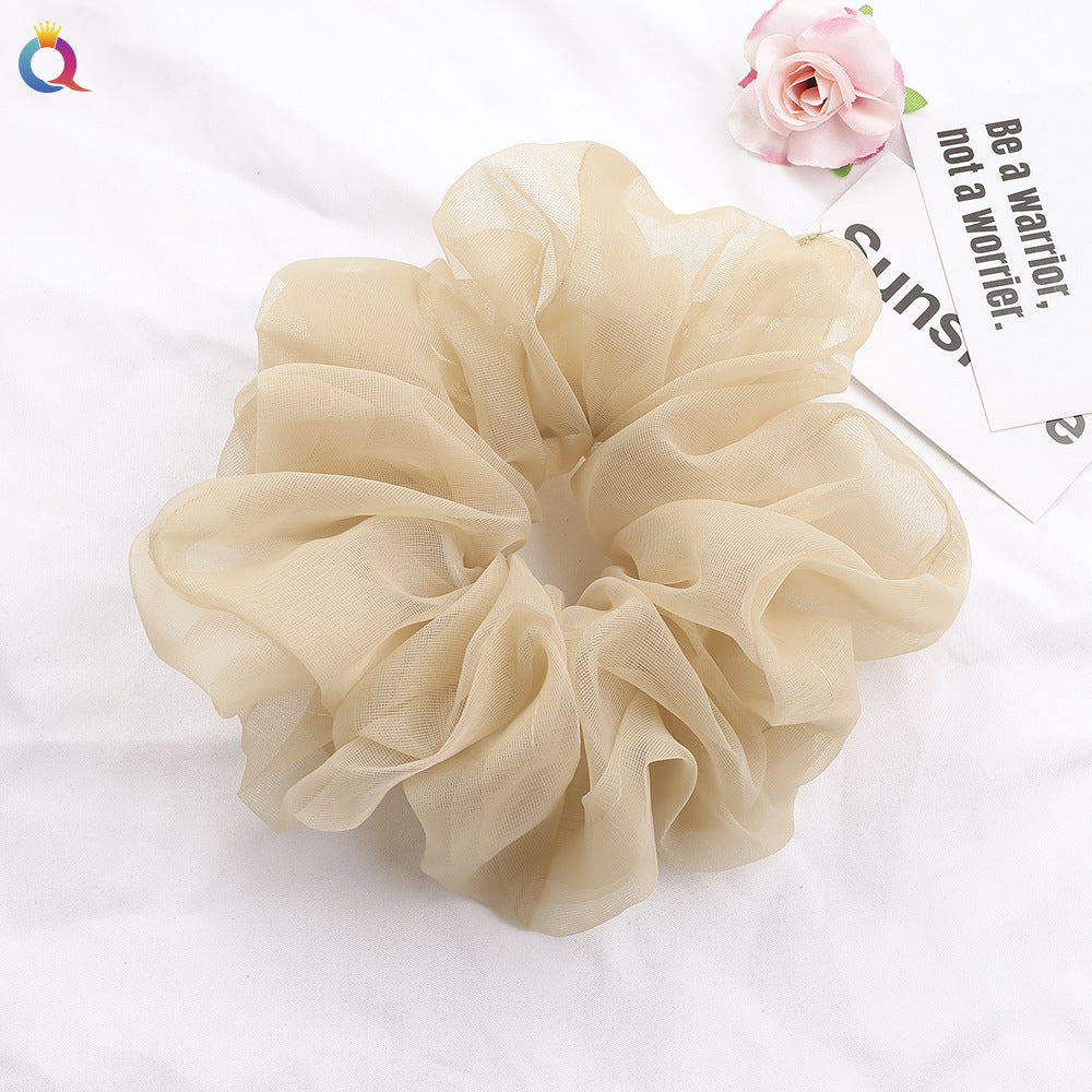 Simple Style Solid Color Organza Pleated Hair Tie 1 Piece