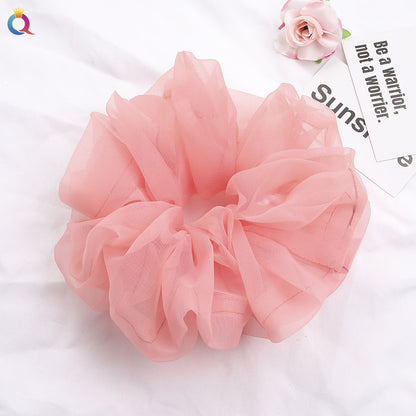 Simple Style Solid Color Organza Pleated Hair Tie 1 Piece