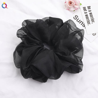 Simple Style Solid Color Organza Pleated Hair Tie 1 Piece