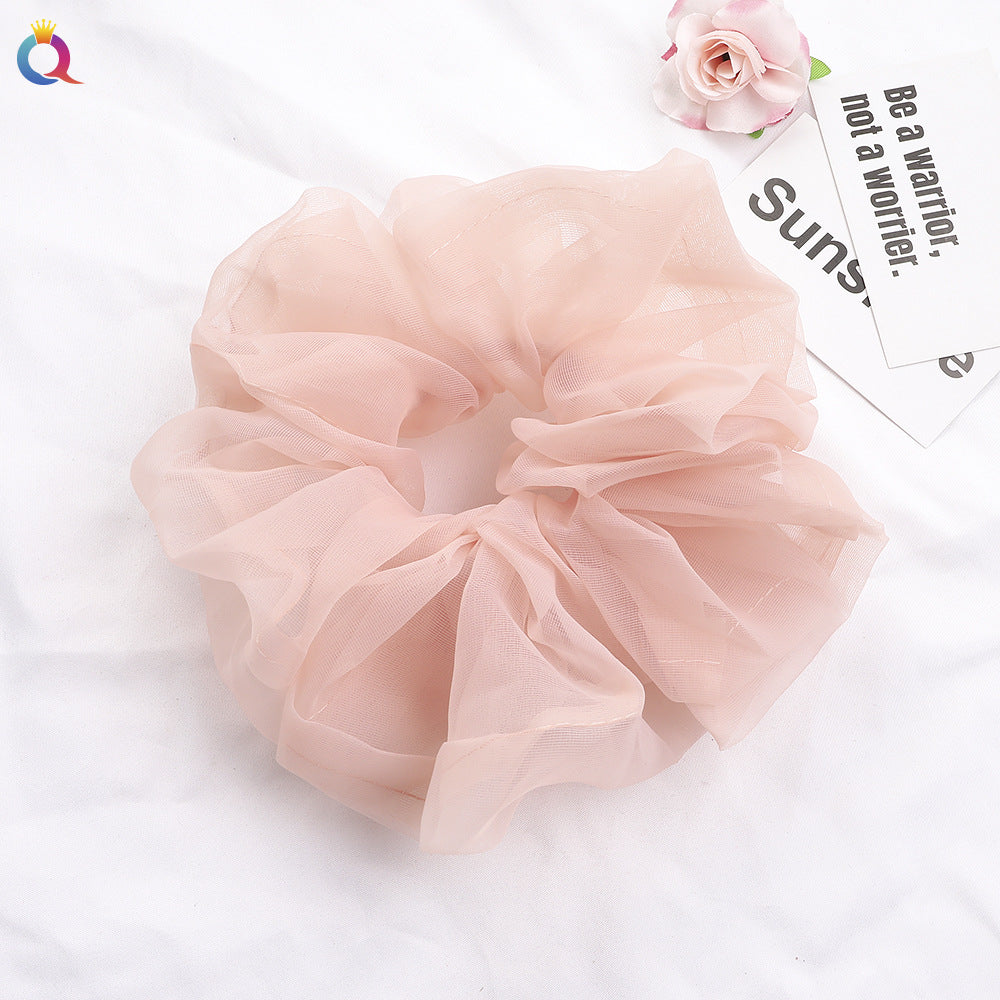 Simple Style Solid Color Organza Pleated Hair Tie 1 Piece