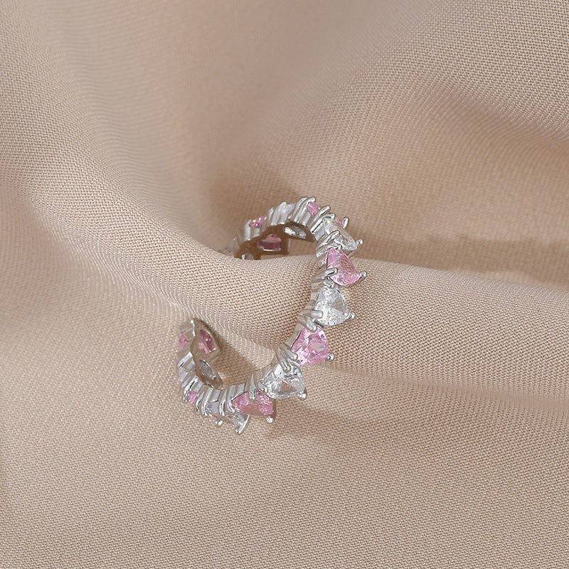 Fashion Heart Shape Copper Plating Zircon Open Ring