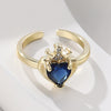 Fashion Heart Shape Copper Plating Zircon Open Ring