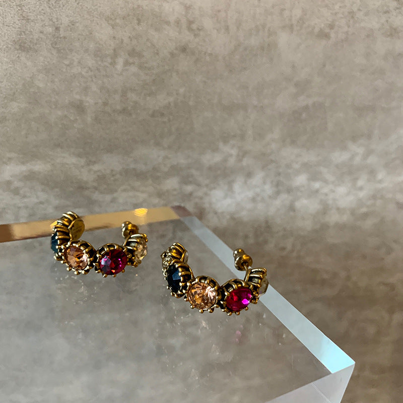 Bohemian Geometric Alloy Inlay Artificial Gemstones Women's Bracelets Earrings Necklace