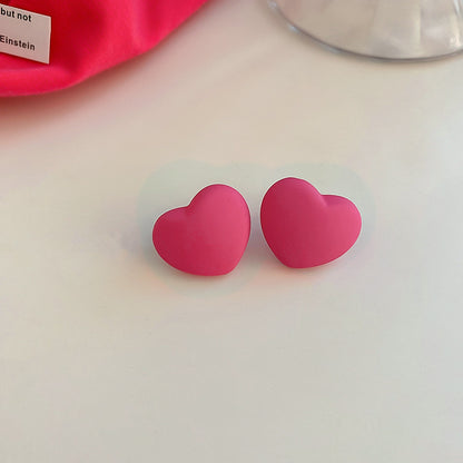 Sweet Square Heart Shape Arylic Alloy Stoving Varnish Women's Ear Studs