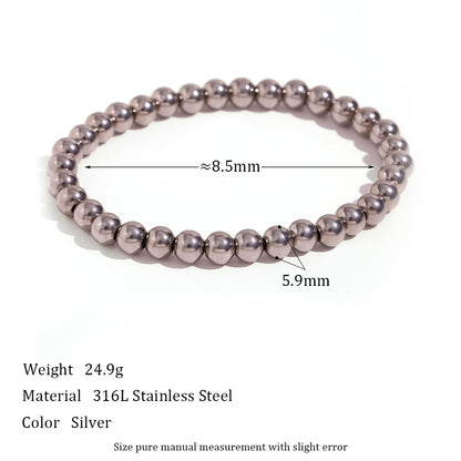 Fashion Round Stainless Steel Beaded Bracelets