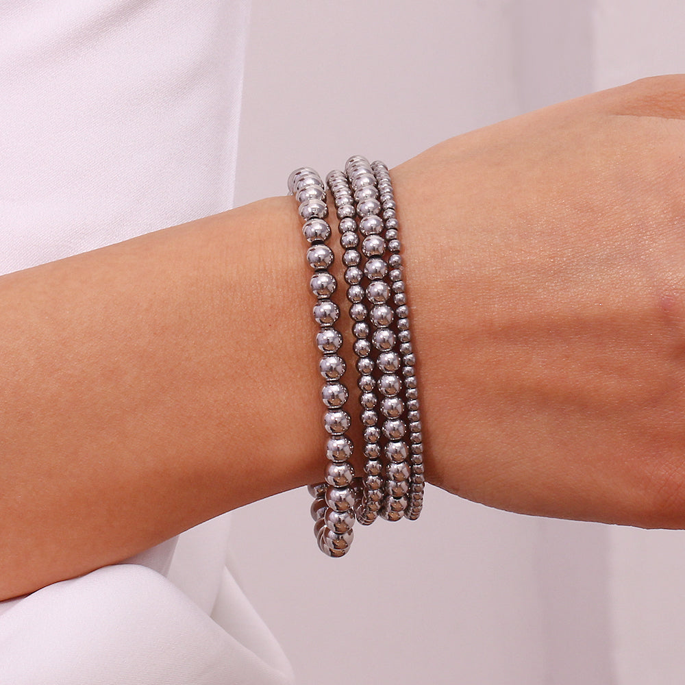 Fashion Round Stainless Steel Beaded Bracelets