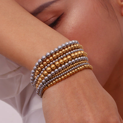 Fashion Round Stainless Steel Beaded Bracelets