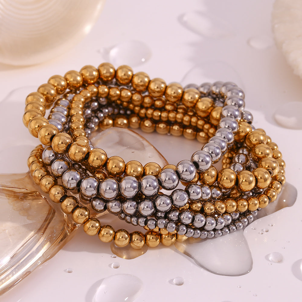 Fashion Round Stainless Steel Beaded Bracelets