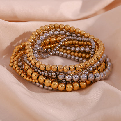 Fashion Round Stainless Steel Beaded Bracelets